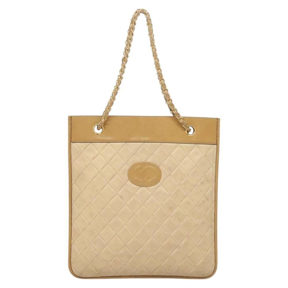 Chanel Lambskin Chain Shoulder Bag Beige